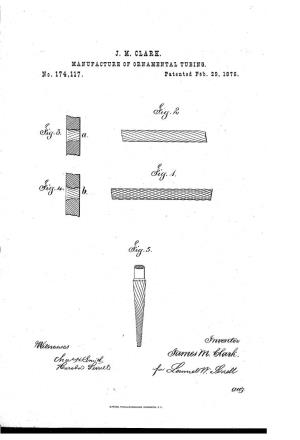 `J. M. CLARK. . L MANUFMTU're of Orn-AMEN'tal TUBING. 110.174,11?. Y . 'Patented Feb. 29,1376