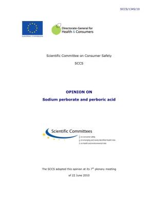 Opinion of the Scientific Committee on Consumer Safety on Sodium Perborate and Perboric Acid
