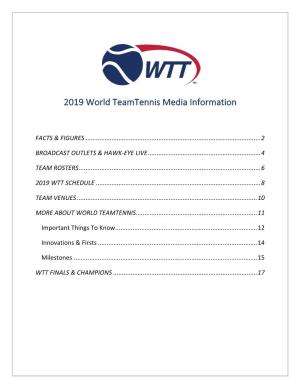 2019 World Teamtennis Media Information