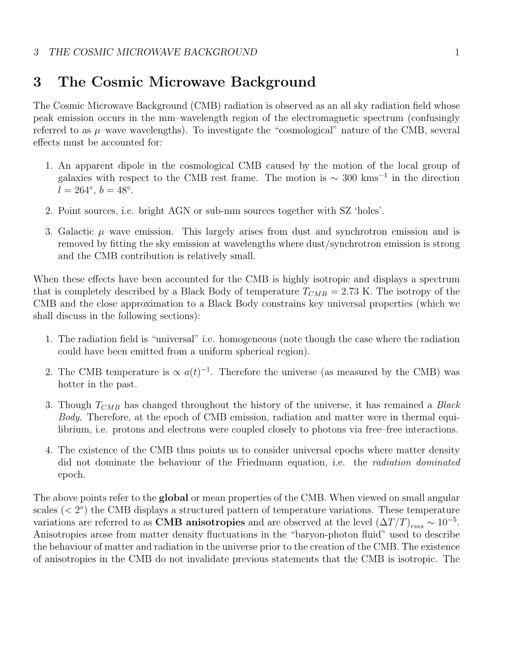 3 the Cosmic Microwave Background 1