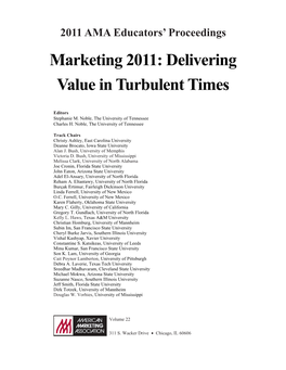Marketing 2011: Delivering Value in Turbulent Times