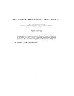 Quantum-Gravity Phenomenology: Status and Prospects