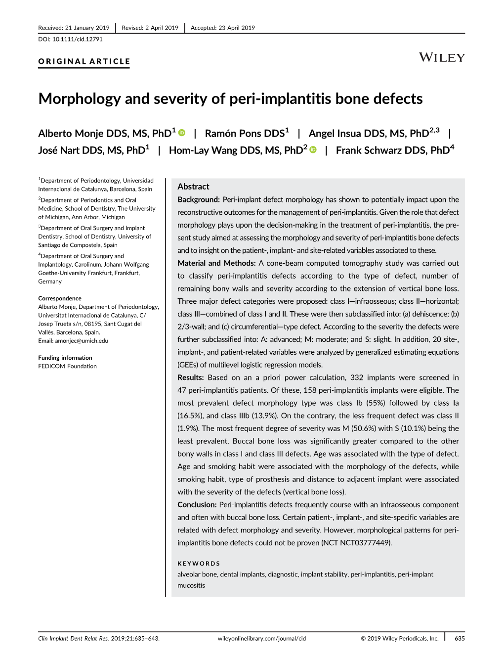 Morphology and Severity of Peri-Implantitis Bone Defects