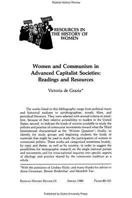 Women and Communism in Advanced Capitalist Societies: Readings and Resources