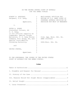CAAF Bergdahl Writ Appeal Petition
