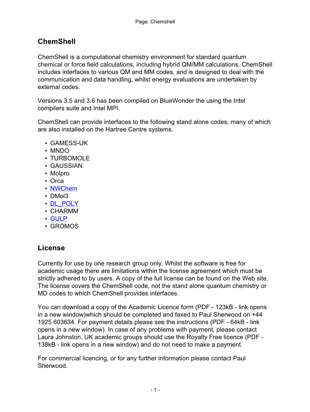 Chemshell License