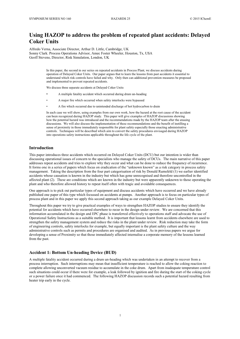 Paper 31. Using HAZOP to Address the Problem of Repeated Plant Accidents