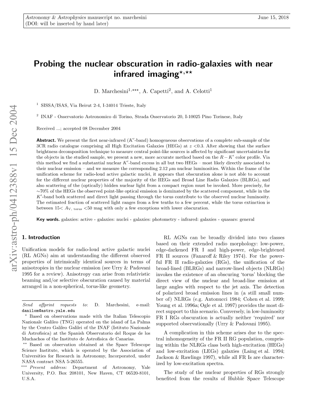 Probing the Nuclear Obscuration in Radio-Galaxies with Near Infrared