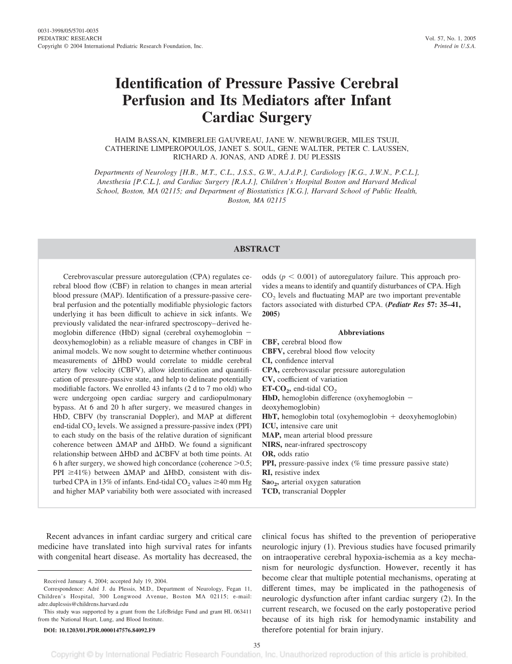 Identification of Pressure Passive Cerebral Perfusion and Its