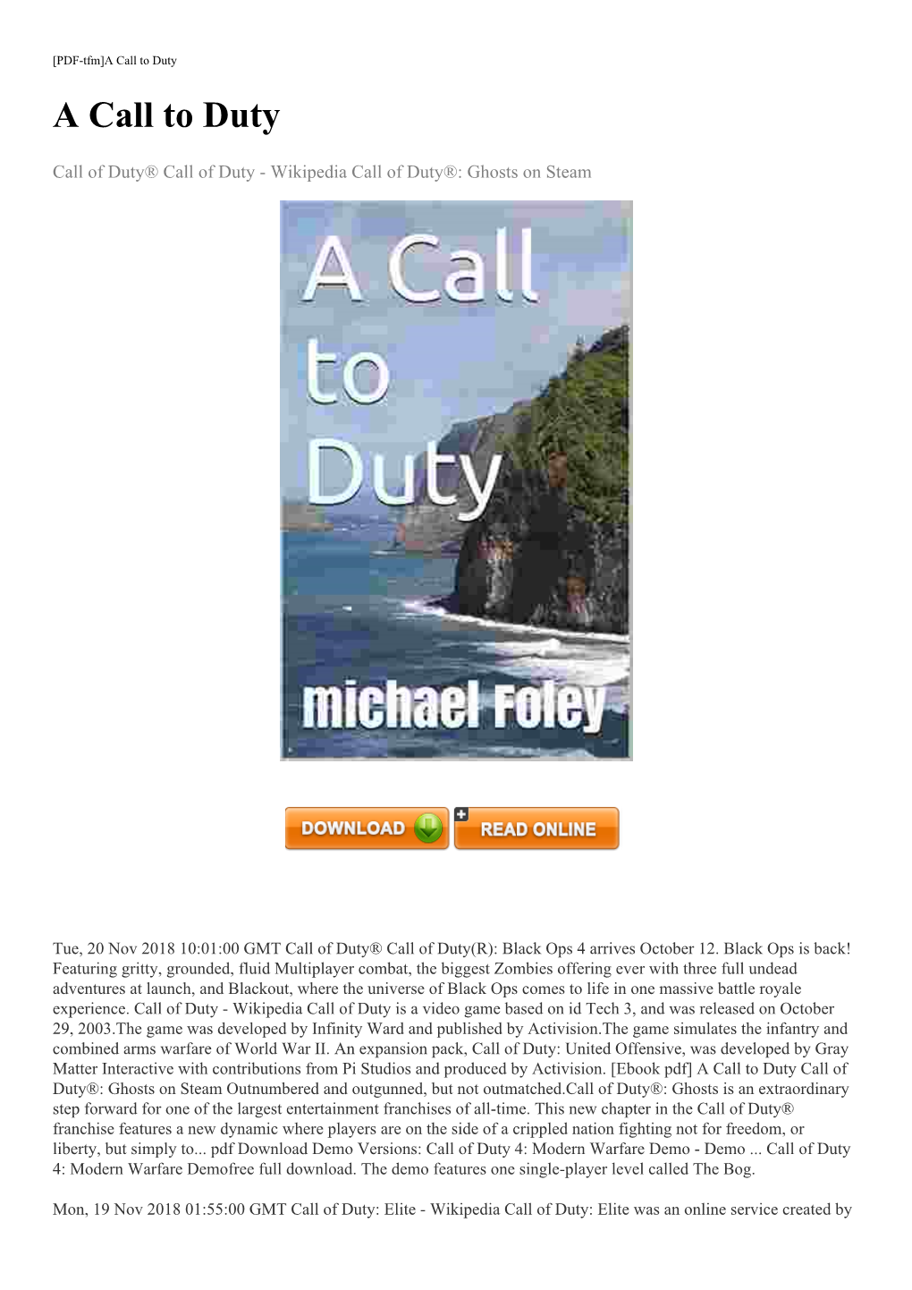 [Ebook Pdf] a Call to Duty