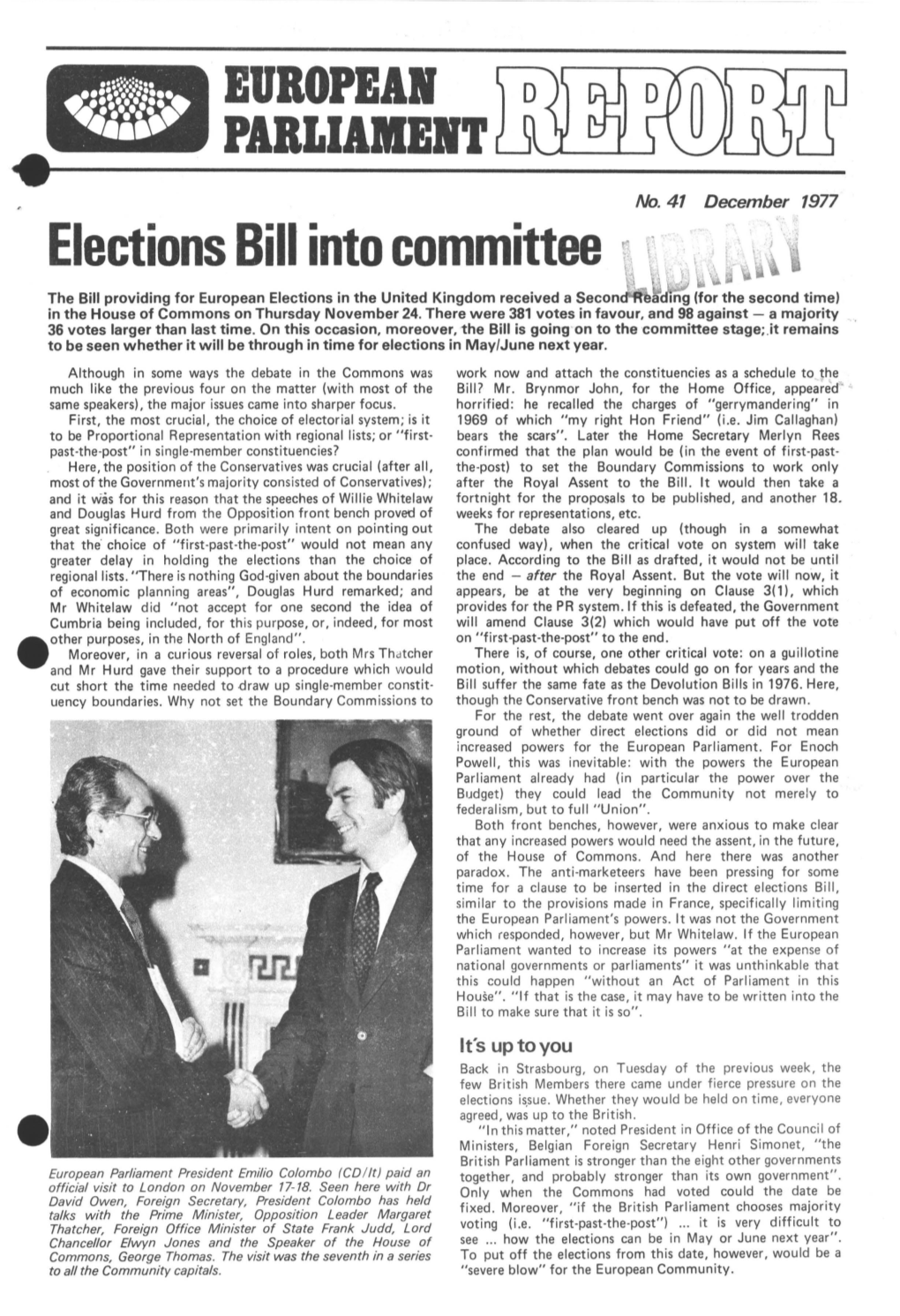 Elections Bill Into Committee