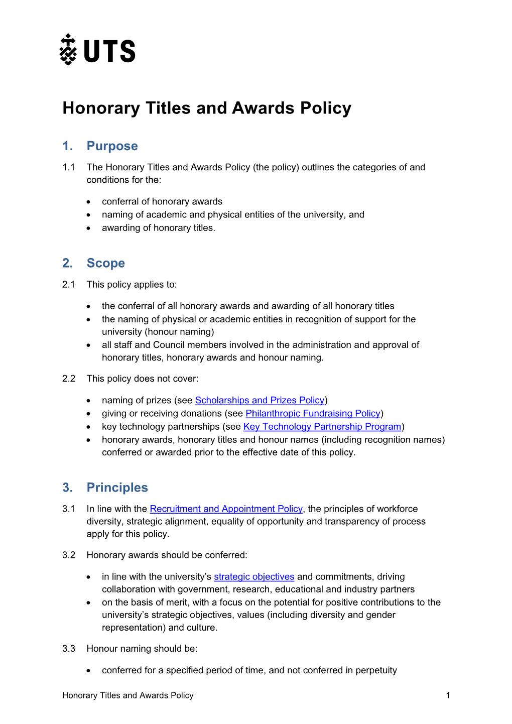 Honorary Titles and Awards Policy