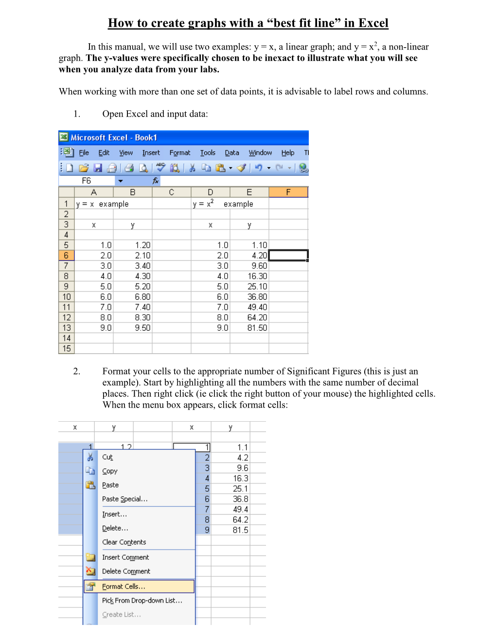 How to Create Graphs with a “Best Fit Line” in Excel