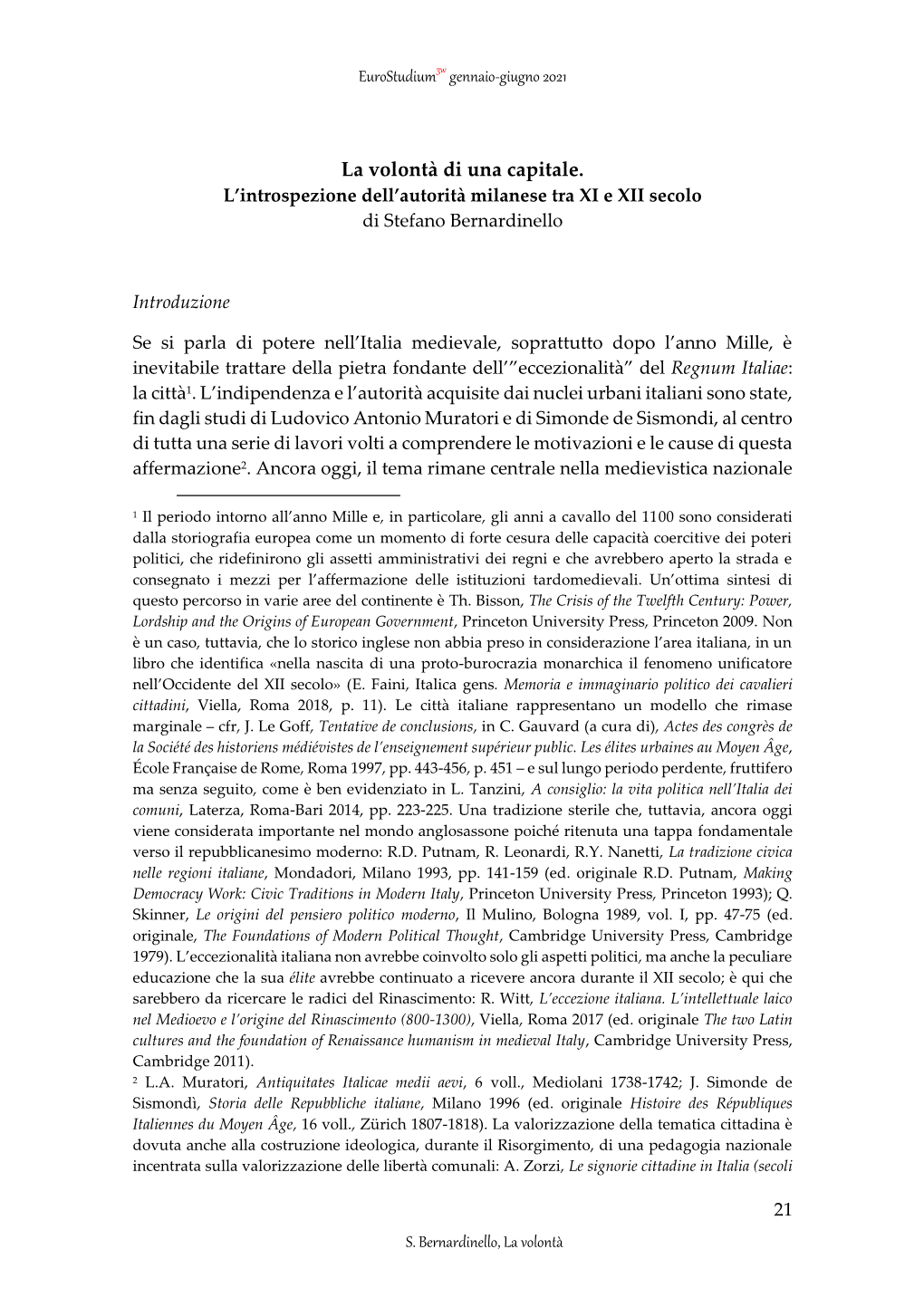 La Volontà Di Una Capitale. L’Introspezione Dell’Autorità Milanese Tra XI E XII Secolo Di Stefano Bernardinello