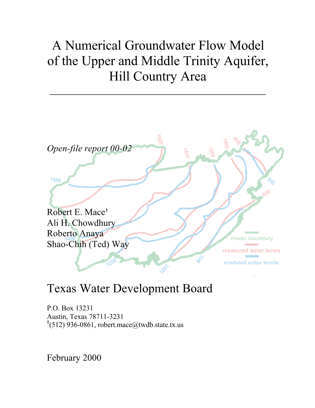 A Numerical Groundwater Flow Model of the Upper and Middle Trinity Aquifer, Hill Country Area ______