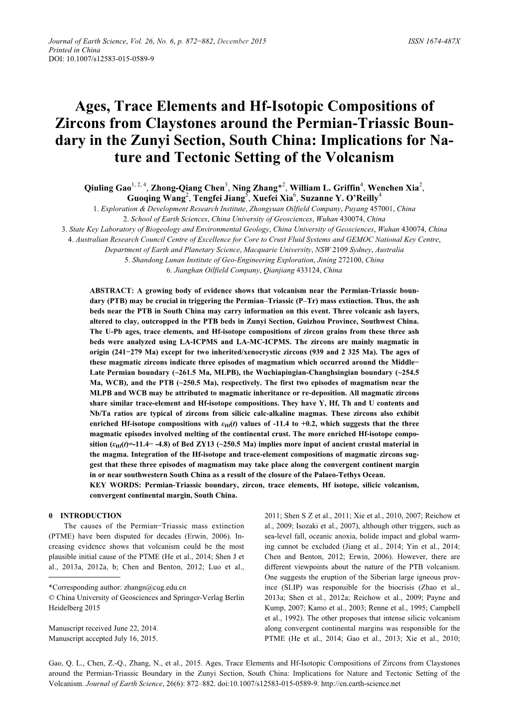 Ages, Trace Elements and Hf-Isotopic