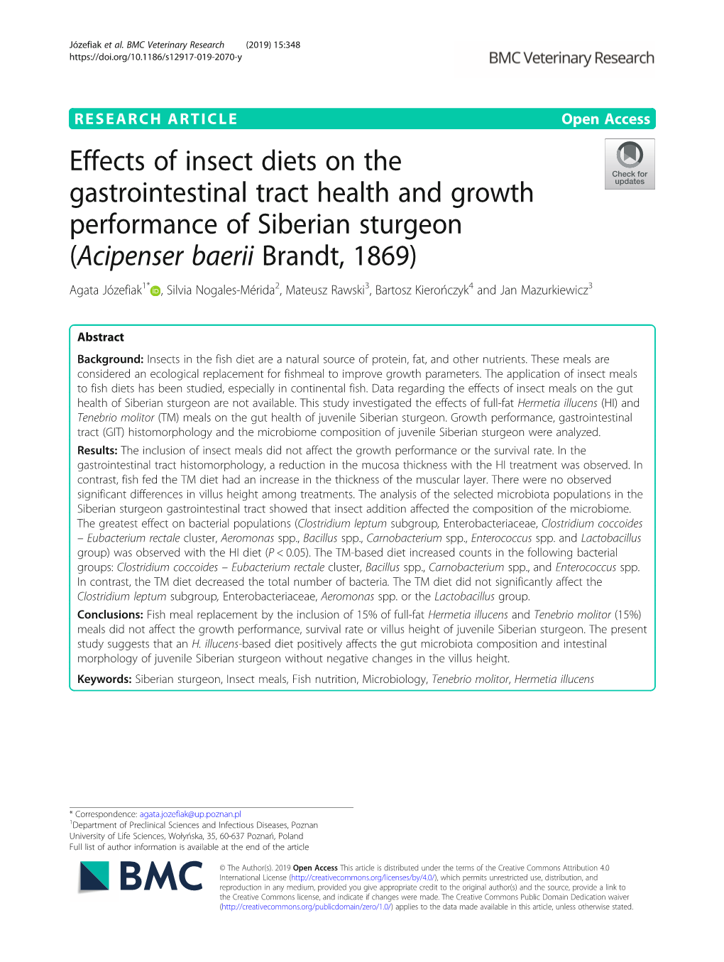 Effects of Insect Diets on the Gastrointestinal Tract Health And