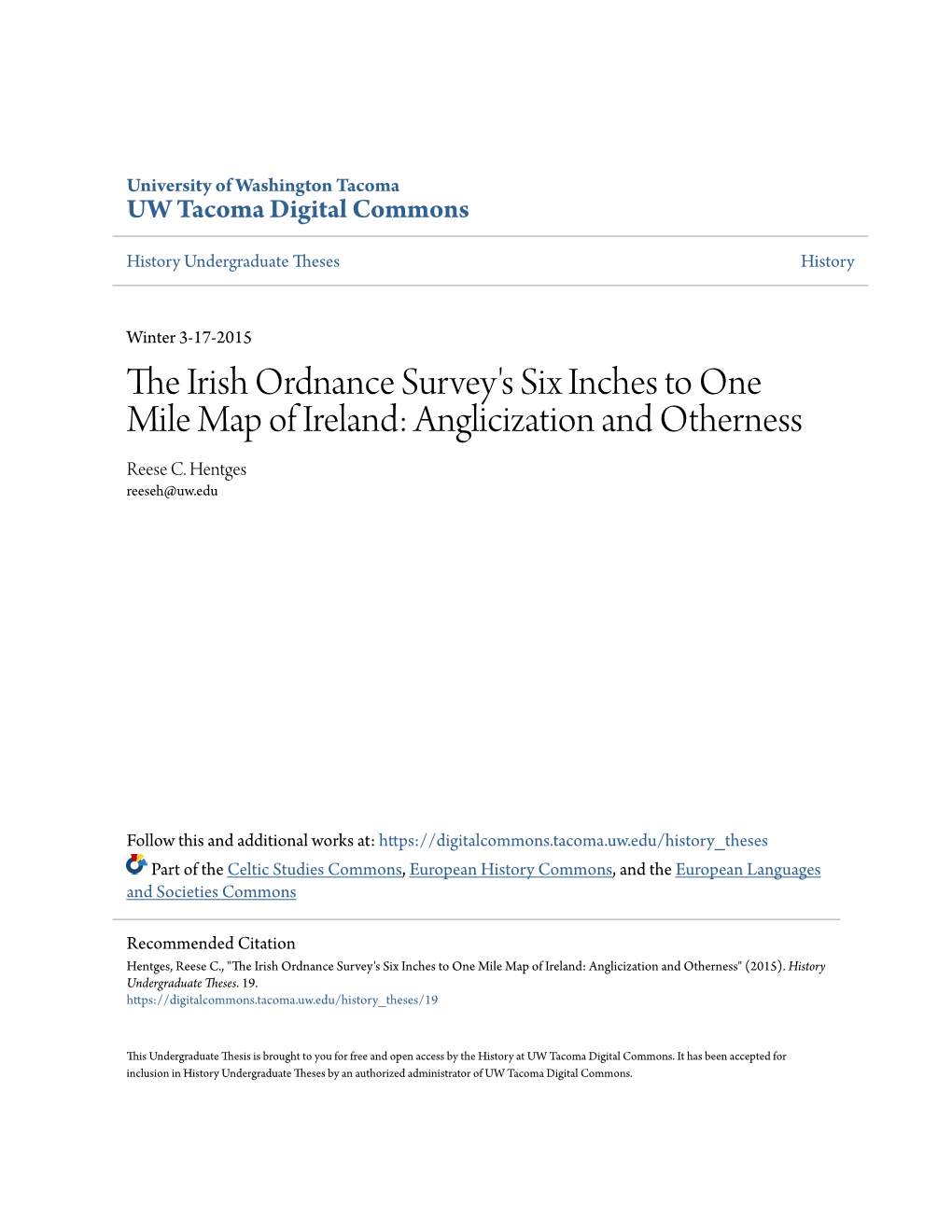 The Irish Ordnance Survey's Six Inches to One Mile Map of Ireland