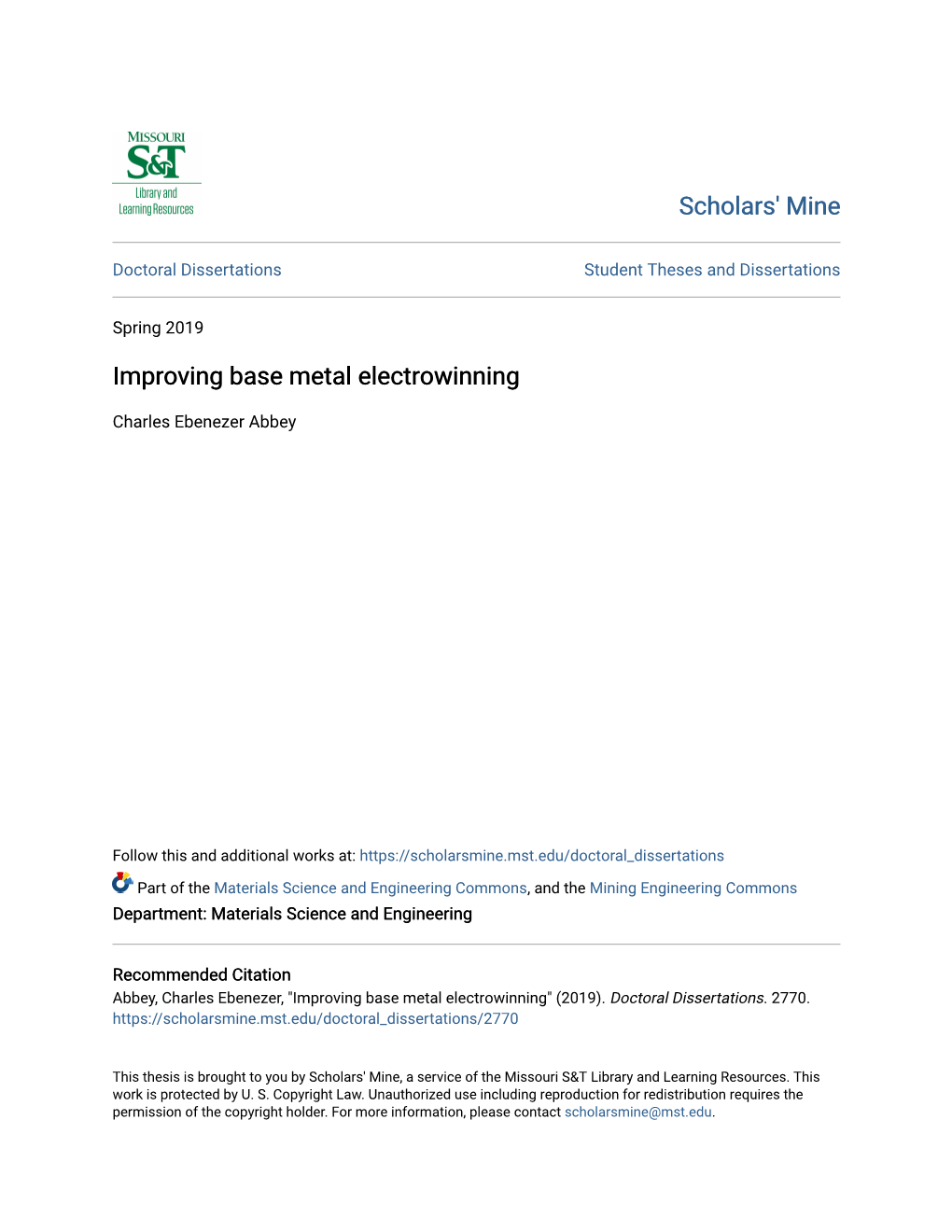 Improving Base Metal Electrowinning