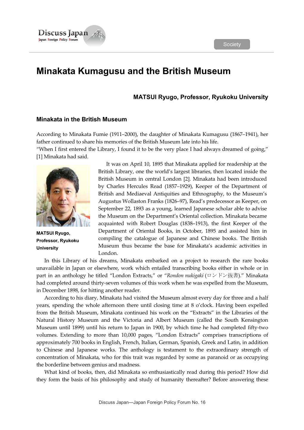 Minakata Kumagusu and the British Museum