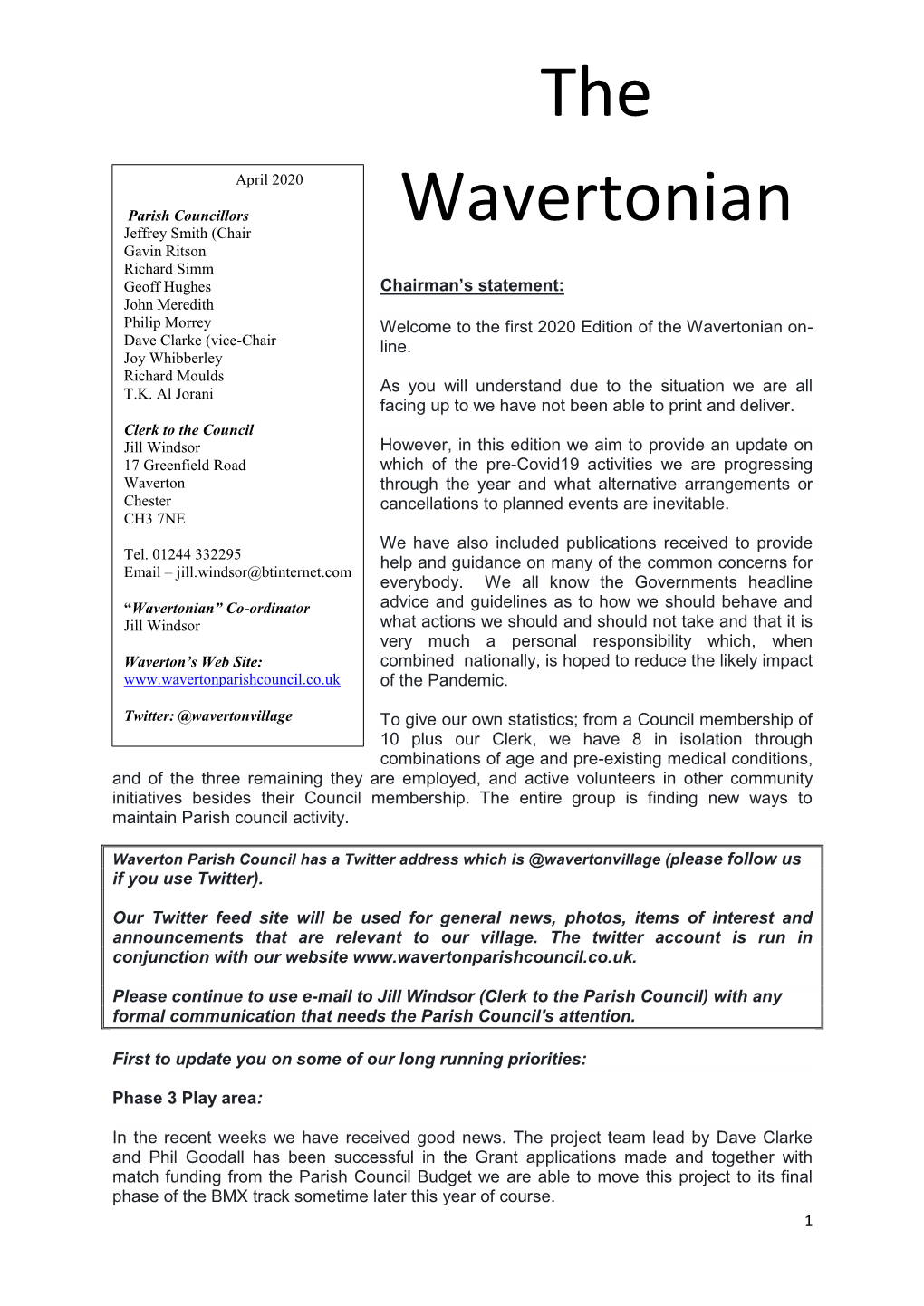 The Wavertonian On- Dave Clarke (Vice-Chair Line