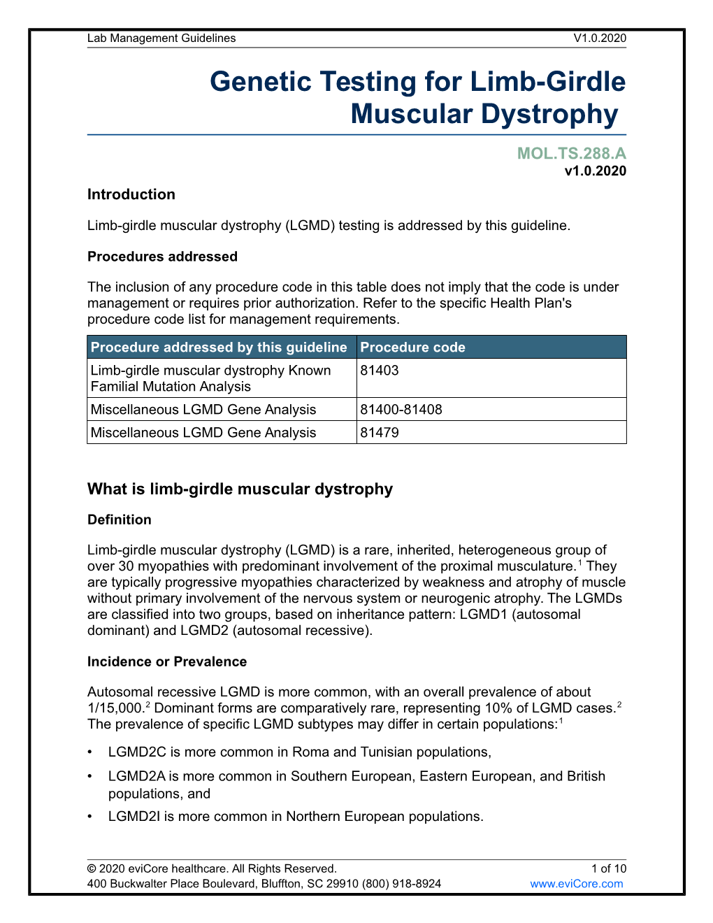 Limb Girdle Muscular Dystrophy Testing