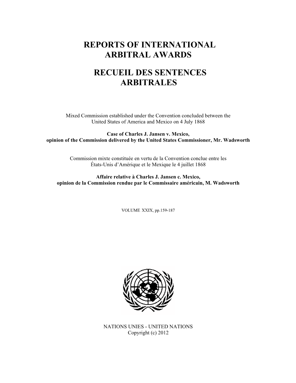 Charles J. Jansen V. Mexico, Opinion of the Commission Delivered by the United States Commissioner, Mr