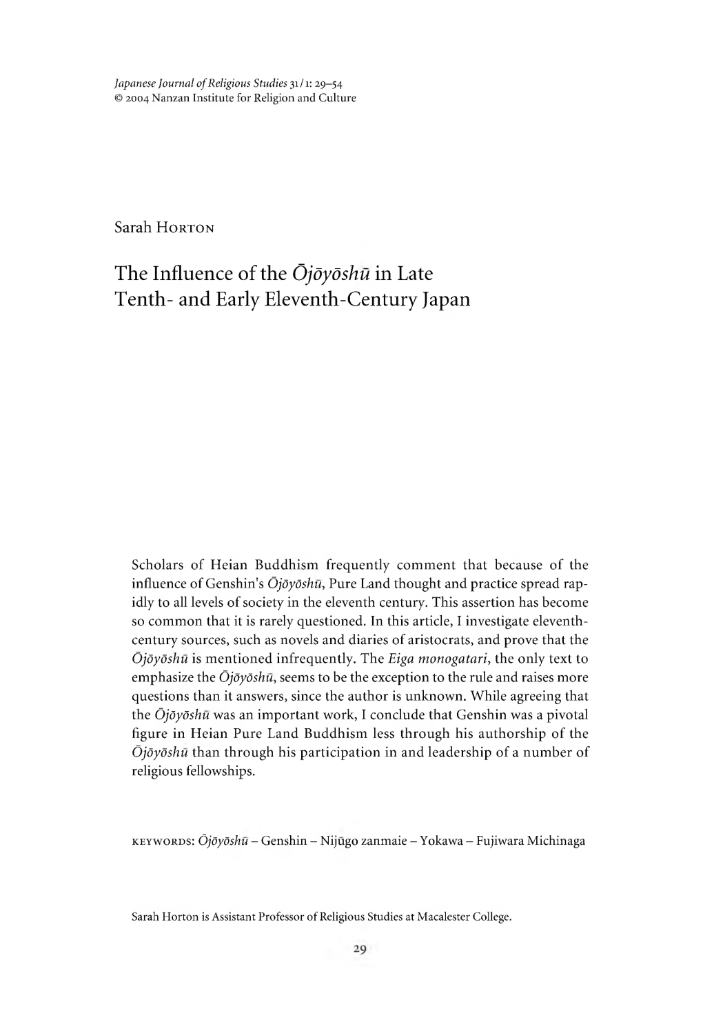 And Early Eleventh-Century Japan