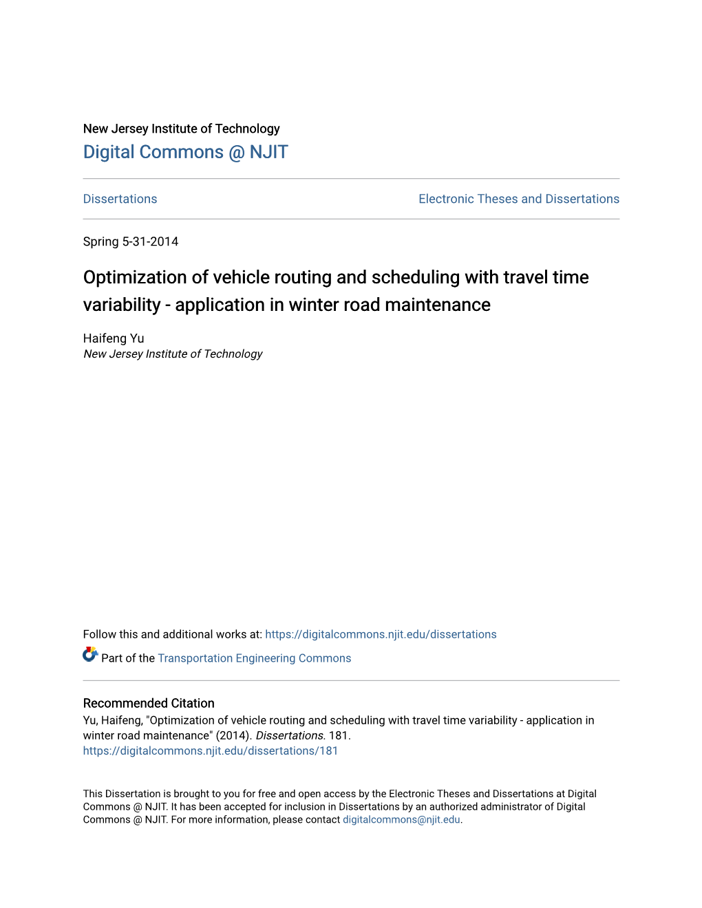 Optimization of Vehicle Routing and Scheduling with Travel Time Variability - Application in Winter Road Maintenance