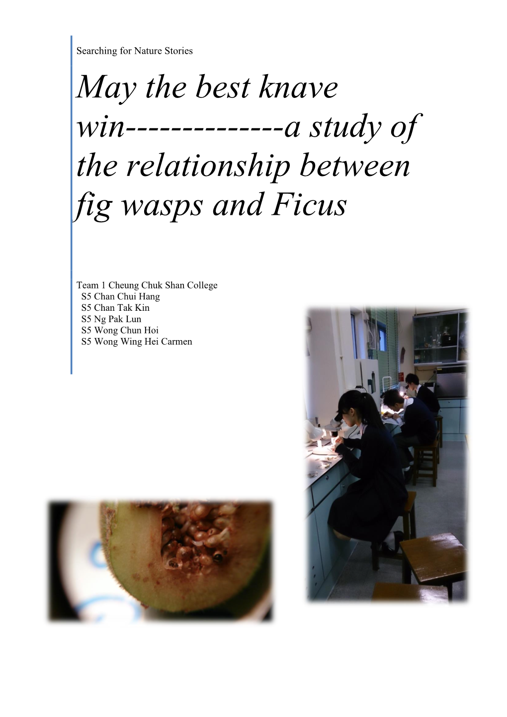 May the Best Knave Win---A Study of the Relationship Between Fig Wasps and Ficus