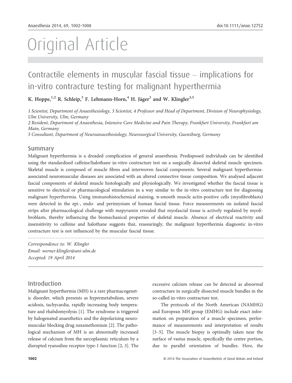 Contractile Elements in Muscular Fascial Tissue Implications for Invitro