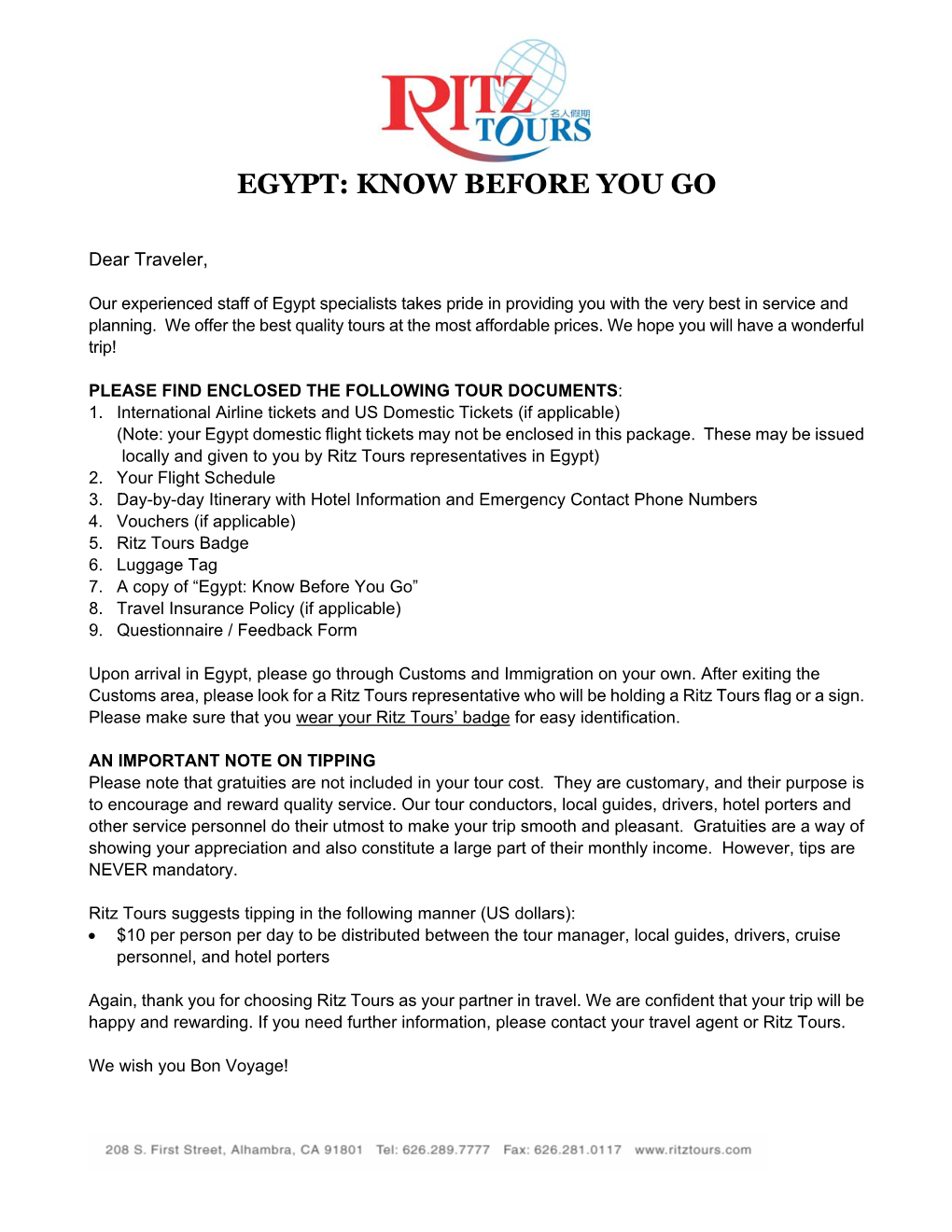 Egypt: Know Before You Go