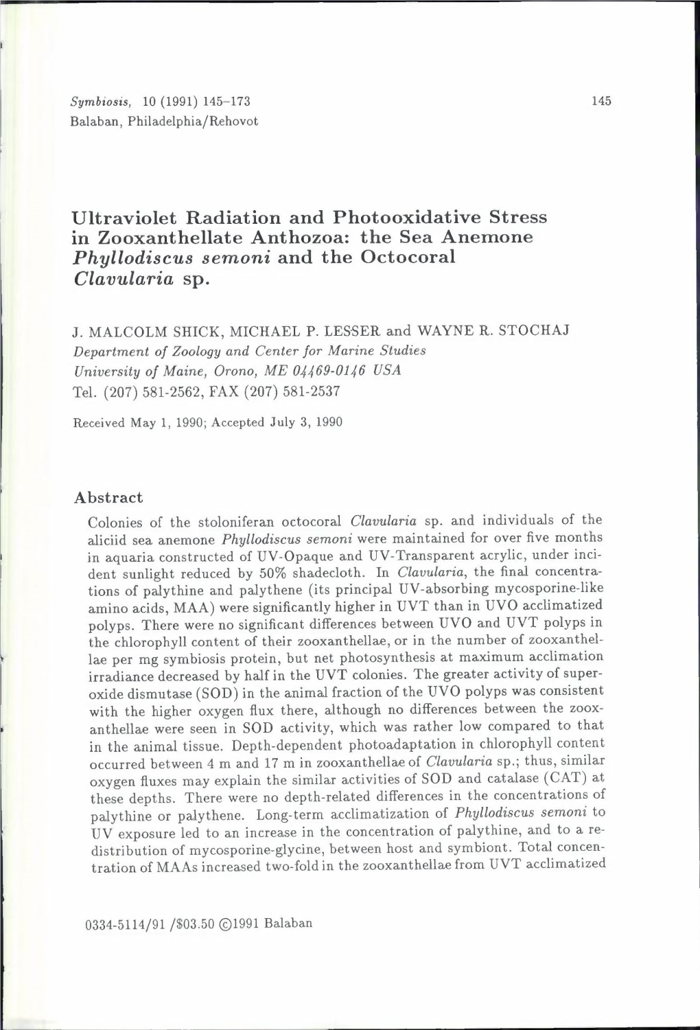 Phyllodiscus Semoni and the Octocoral Clavularia Sp