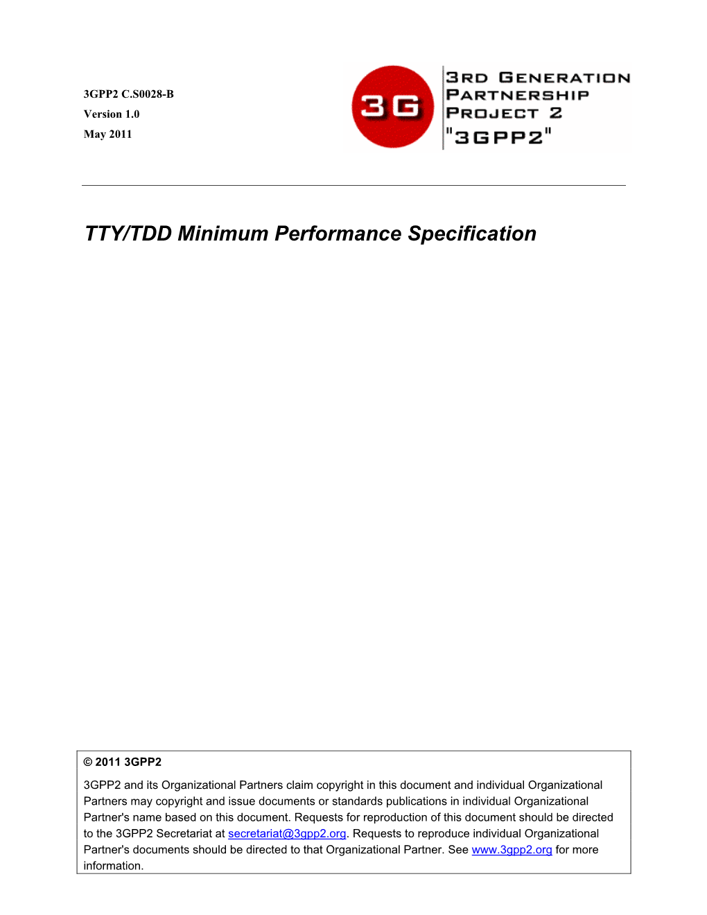 TTY/TDD Minimum Performance Specification