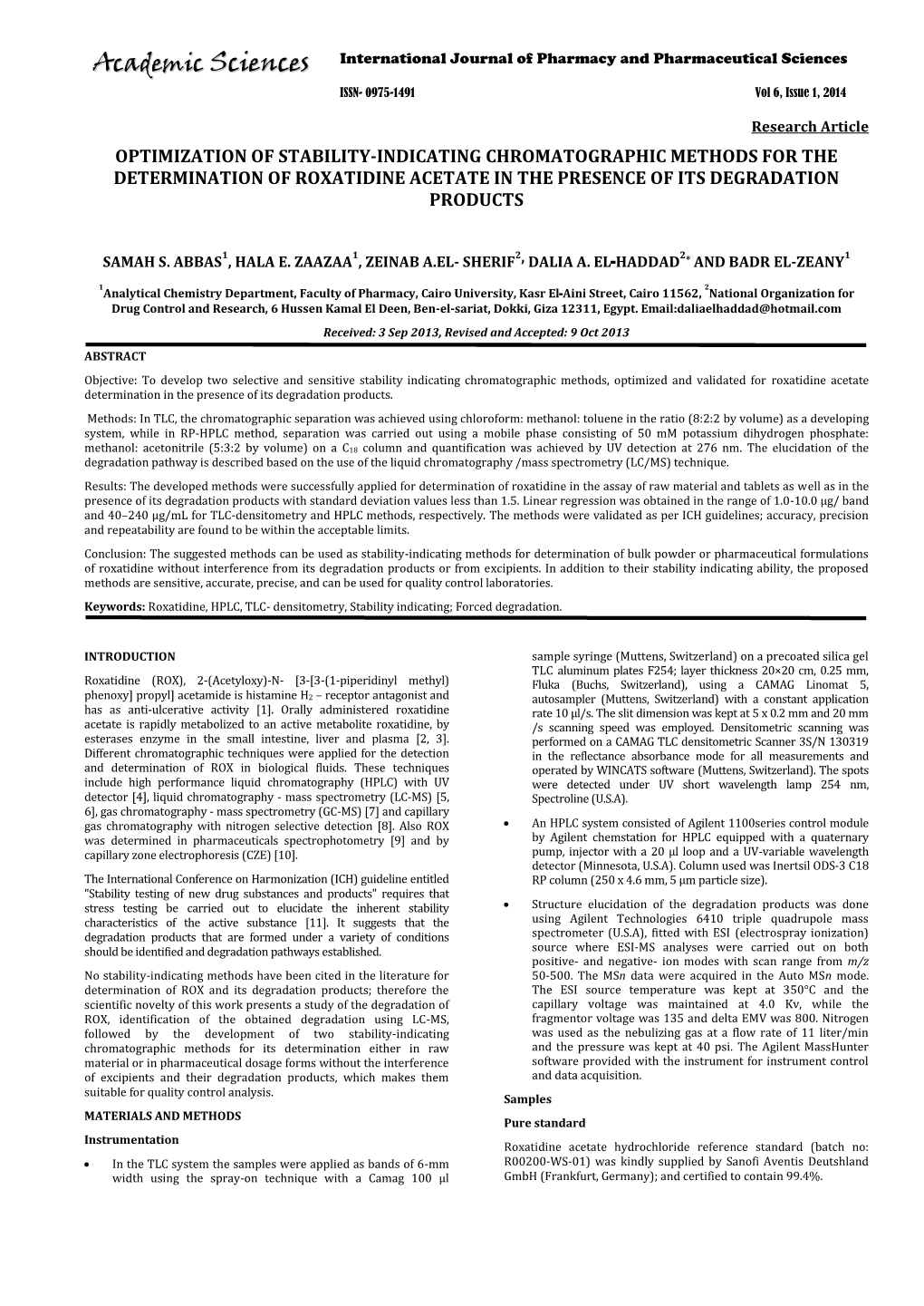 Optimization of Stability-Indicating Chromatographic Methods for the Determination of Roxatidine Acetate in the Presence of Its Degradation Products