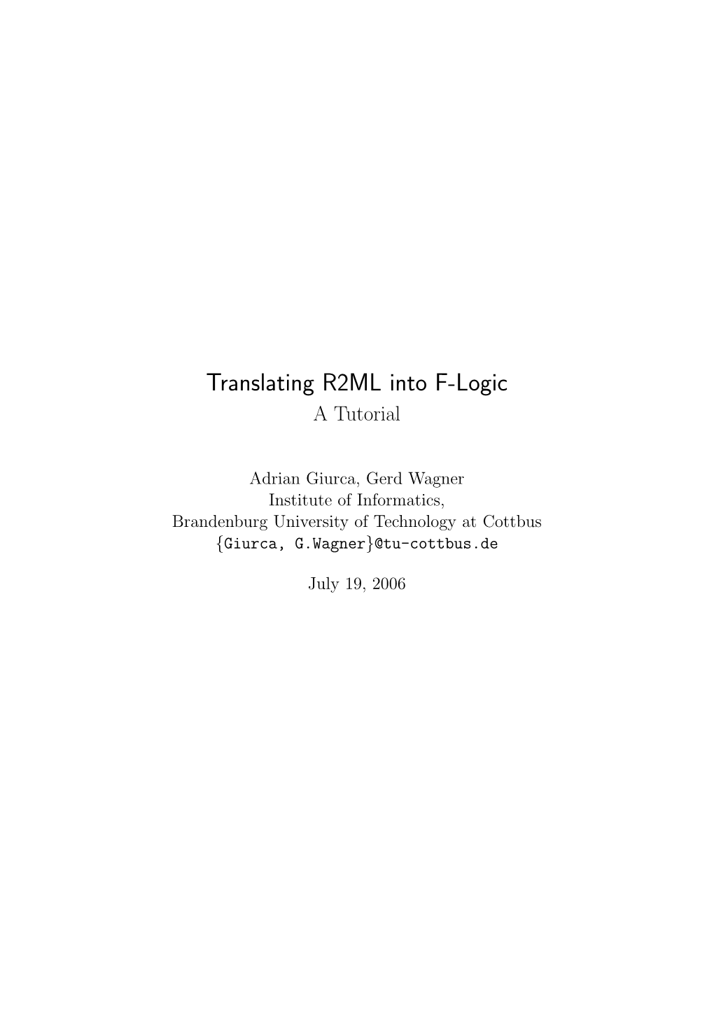 Translating R2ML Into F-Logic a Tutorial