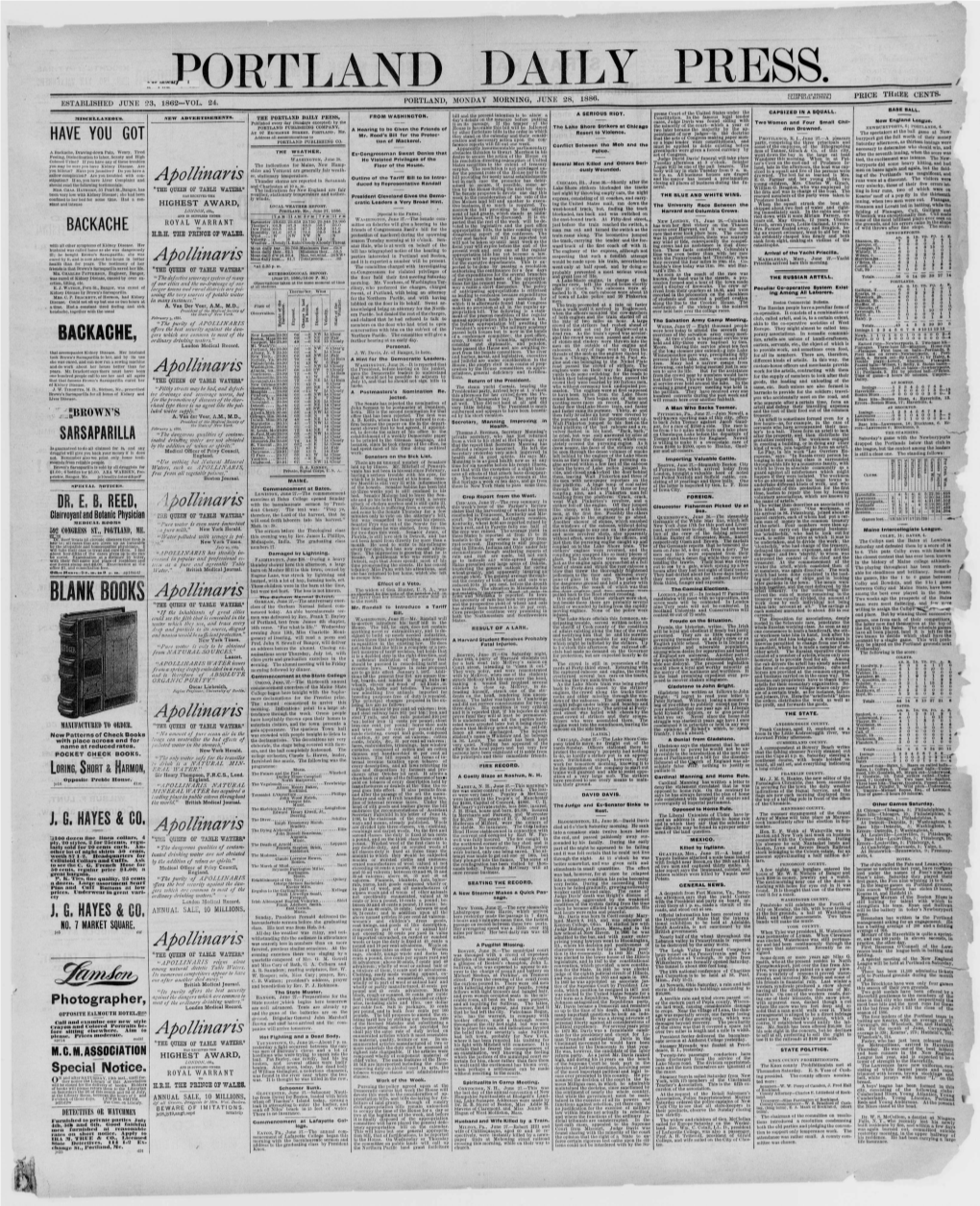 Portland Daily Press: June 28,1886