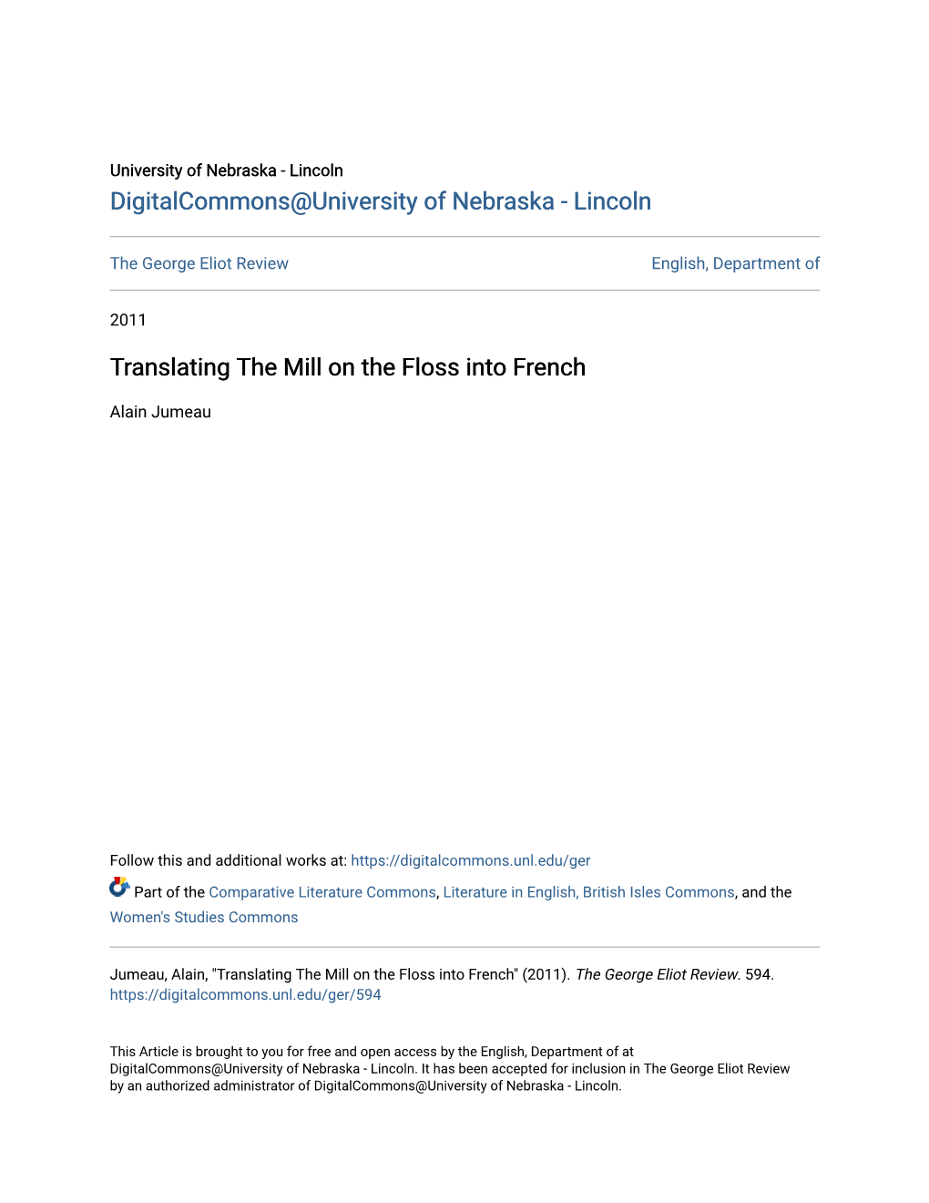 Translating the Mill on the Floss Into French