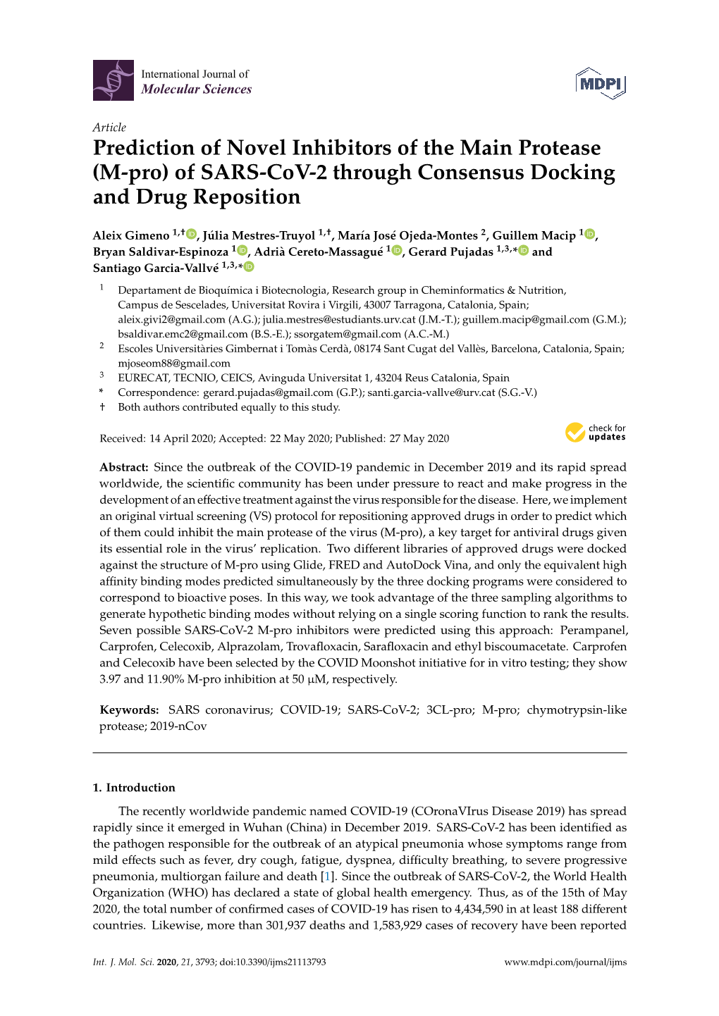 M-Pro) of SARS-Cov-2 Through Consensus Docking and Drug Reposition