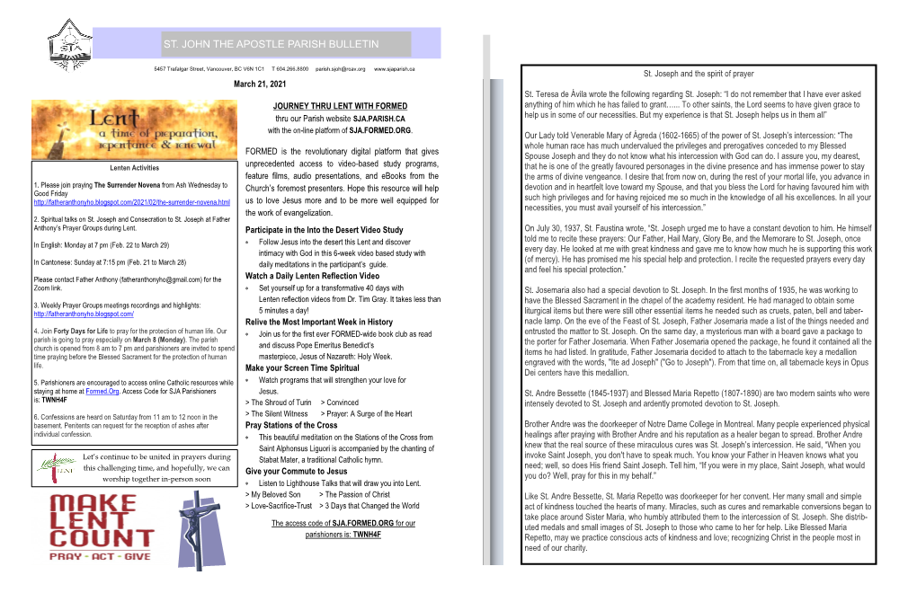 St. John the Apostle Parish Bulletin