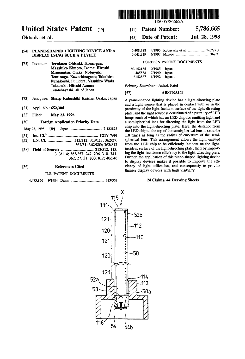 113005786665». United States Patent [191 [11] Patent Number: 5,786,665 Ohtsuki Et A]