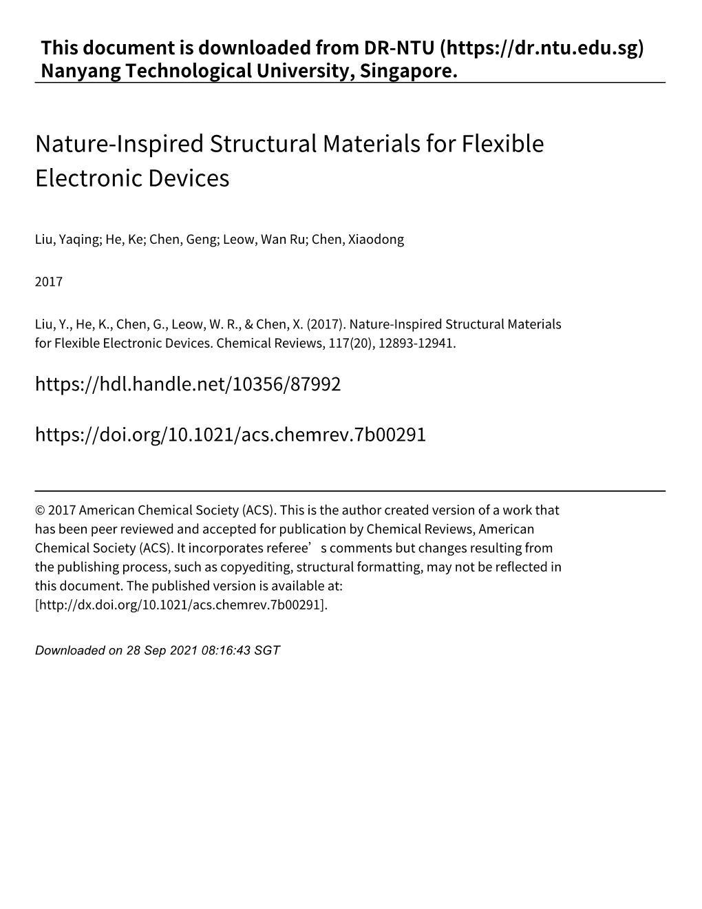 Nature‑Inspired Structural Materials for Flexible Electronic Devices