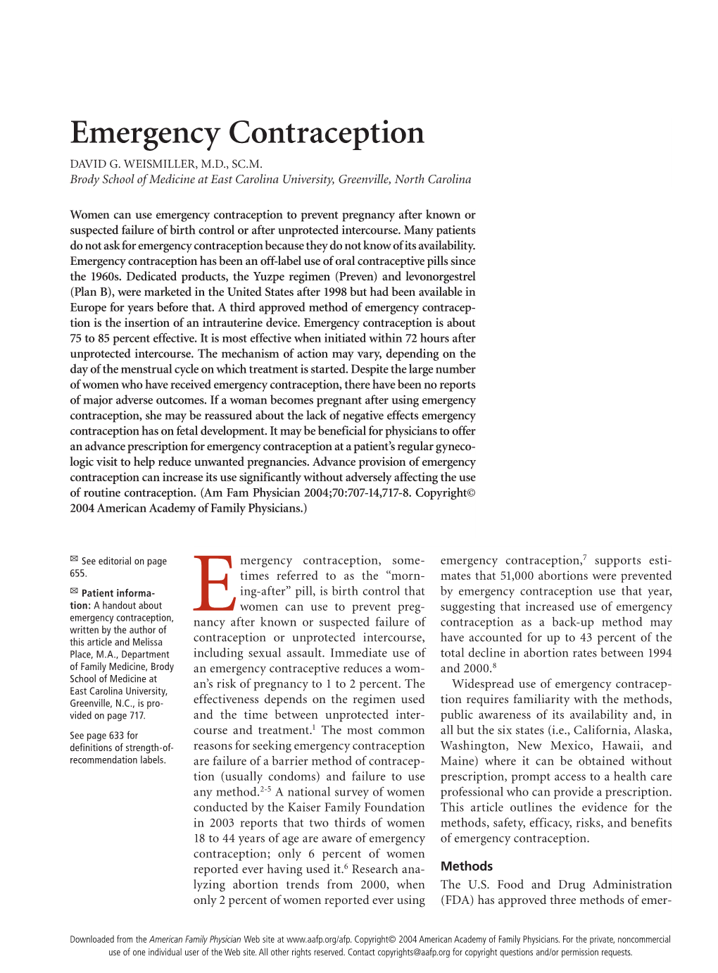 Emergency Contraception DAVID G