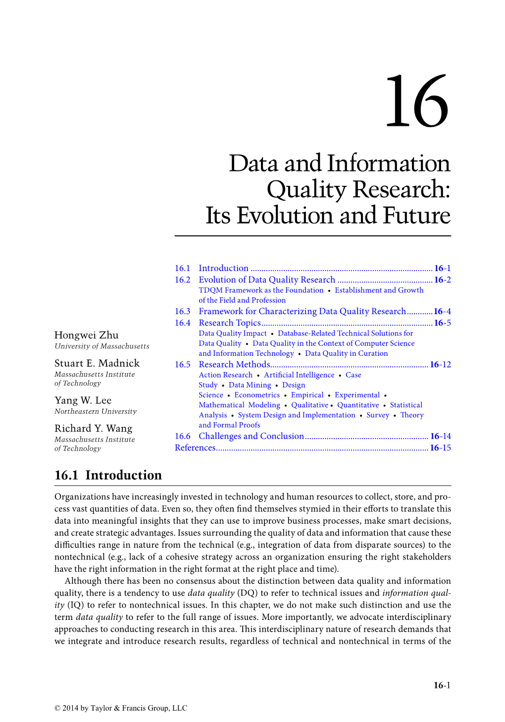 Data and Information Quality Research: Its Evolution and Future