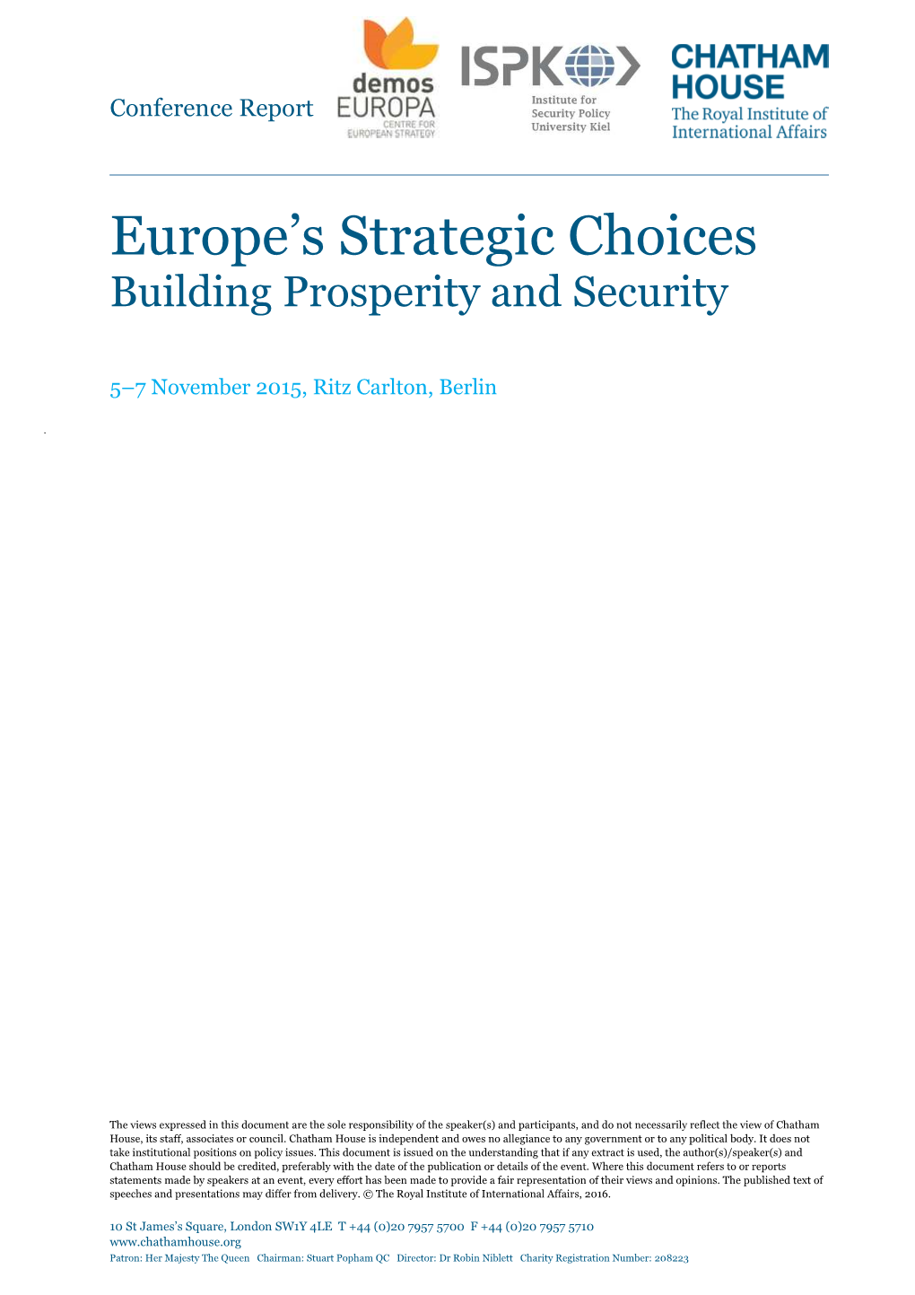 Europe's Strategic Choices 2015