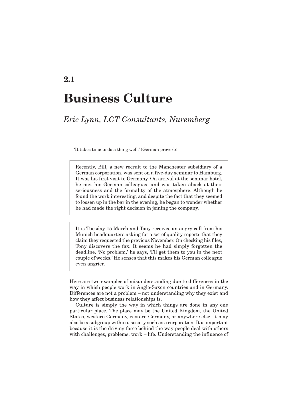 Business Culture 61 2.1 Business Culture