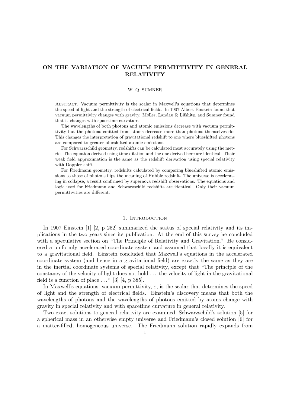 On the Variation of Vacuum Permittivity in General Relativity