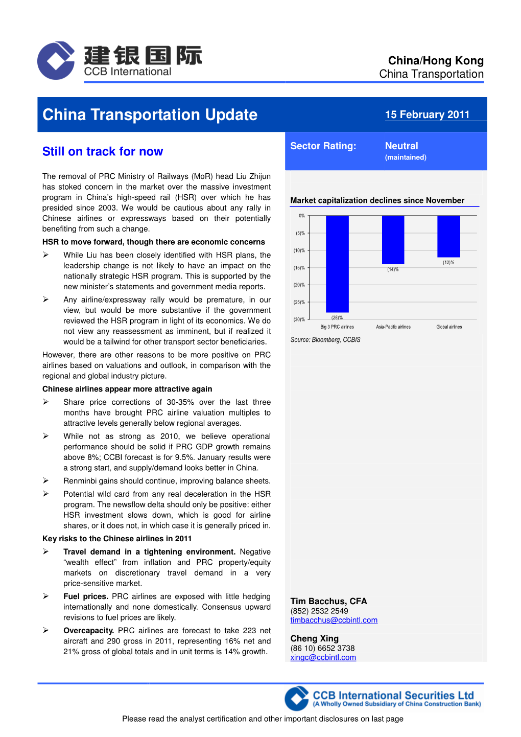 China Transportation Update 15 February 2011