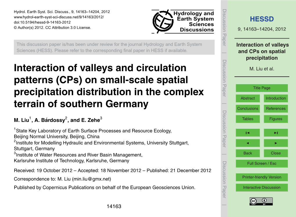 Cps on Spatial Precipitation Interaction of Valleys and Circulation M