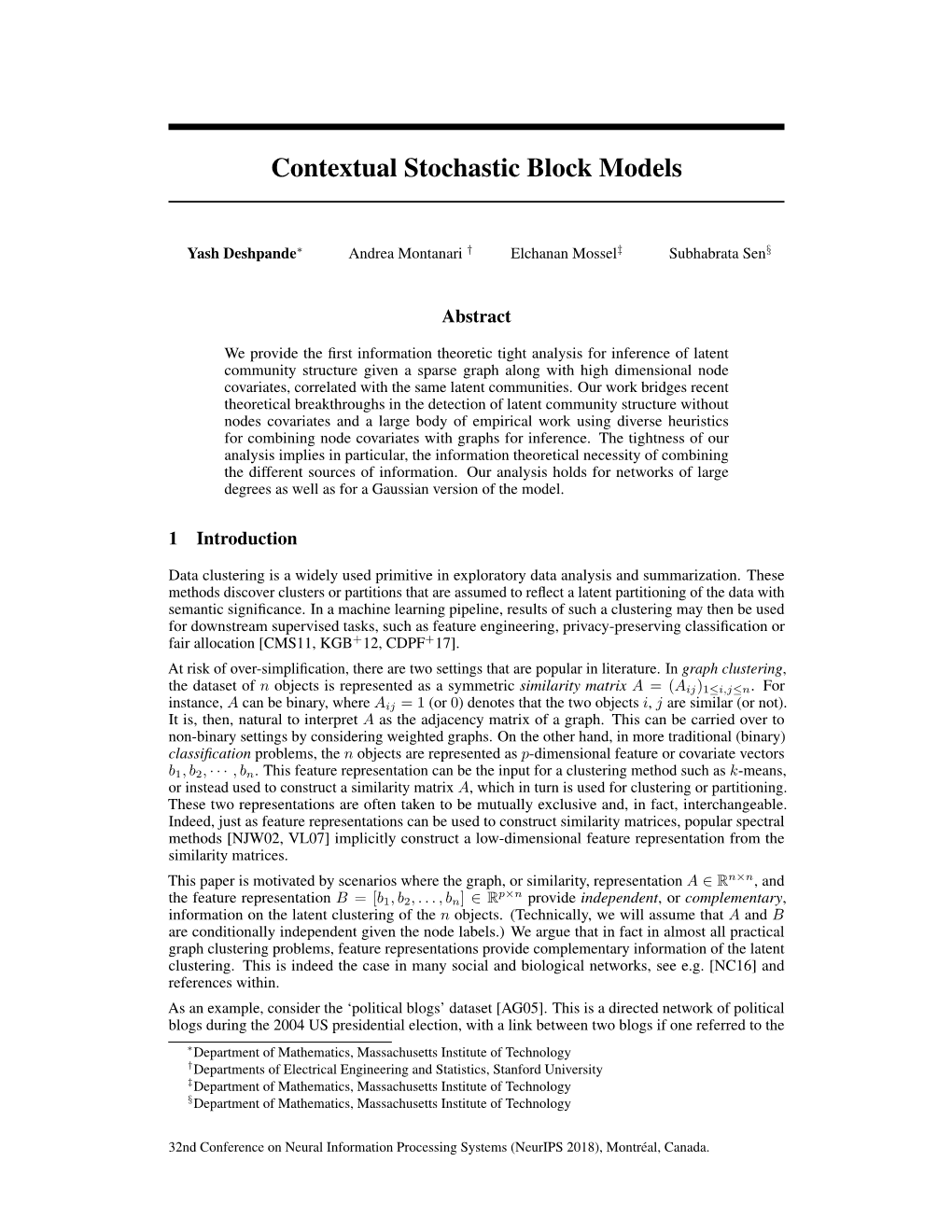 Contextual Stochastic Block Models